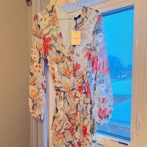 Floral midi Bardot dress sz med